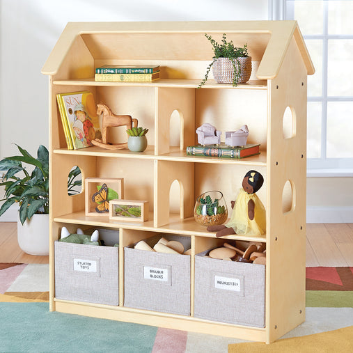 Guidecraft EdQ Dollhouse Bookcase - Natural
