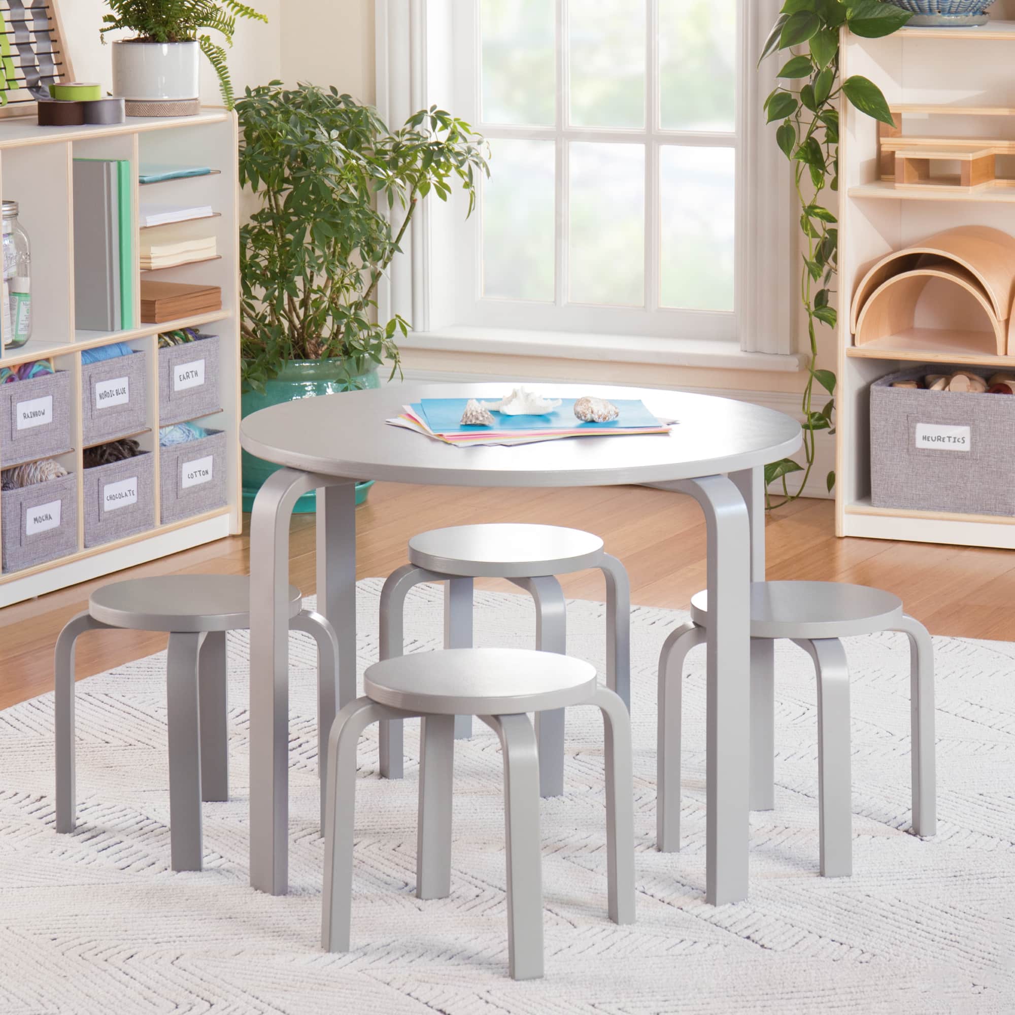 Guidecraft Nordic Toddler Table and Chair Set Gray