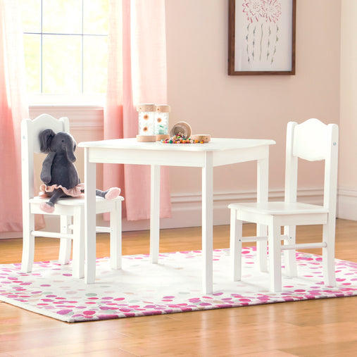 Guidecraft Kids Classic White Table & Chairs