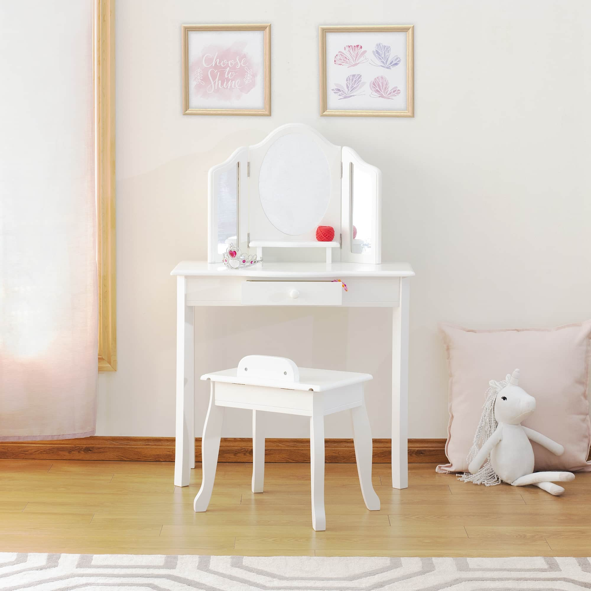 Kids vanity with stool hot sale