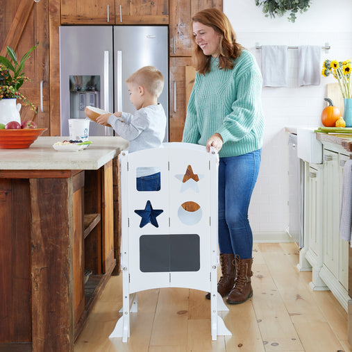 Classic Kitchen Helper Stool with 2 Keepers White