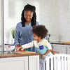 Contemporary Kitchen Helper Stool with 2 Keepers Natural