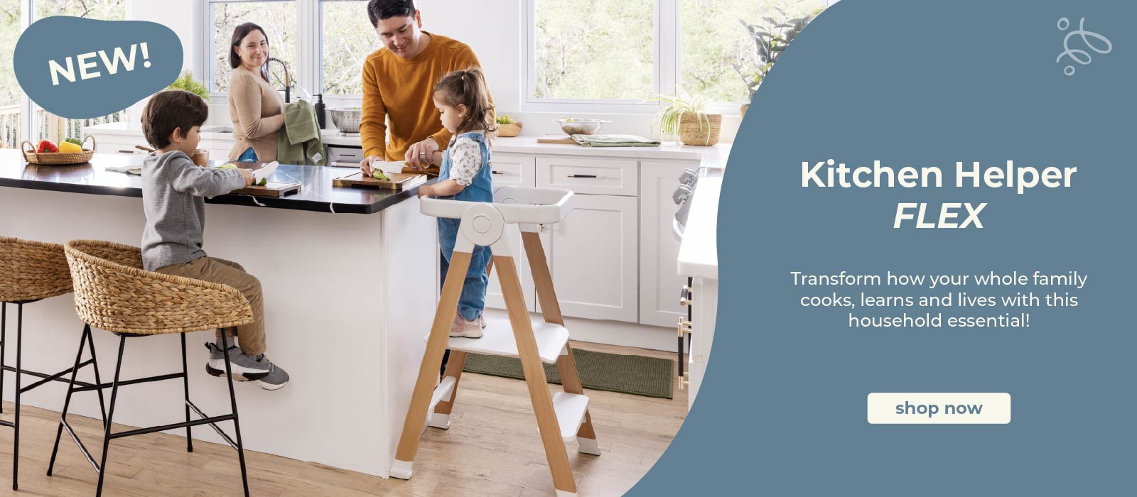 All new Kitchen Helper Flex, made for the whole family, click to shop the Flex toddler tower.