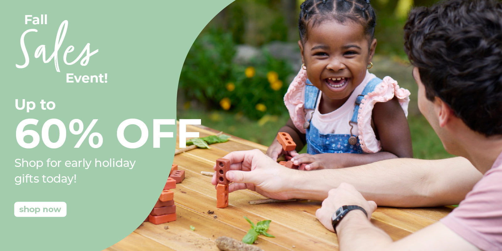 Happy child playing with Little Bricks-Save up to 30 percent on holiday gifts