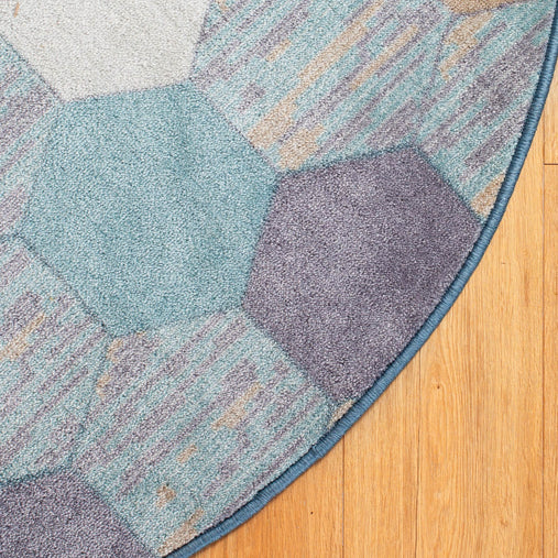 U2443 302425-BL SOP Round Carpet 5ft Blue Hex Env Detail 7432
