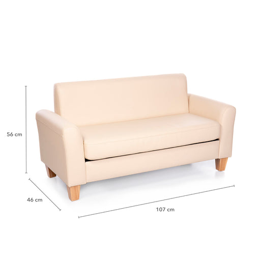 U2415 Tan Vinyl Couch-Dimension Images cm