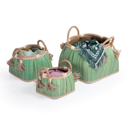 U2421 Sense of Place Woven Baskets Set of 3 Quarter Propped