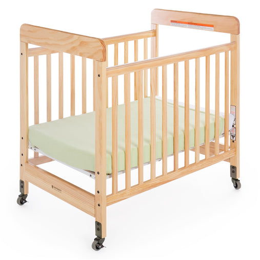 U84000 Safe and Sound Clearview Crib With Mattress Quarter with Blanket
