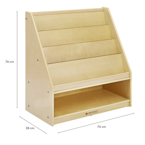 U22103 4-Shelf Book Display with Bins-Birch-Dimension Imagecm