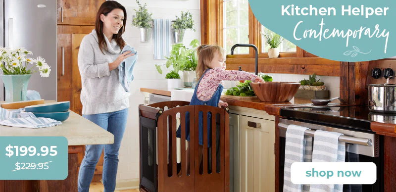 Woman and child in a kitchen with Kitchen Helper Contemporary, click for $30 off