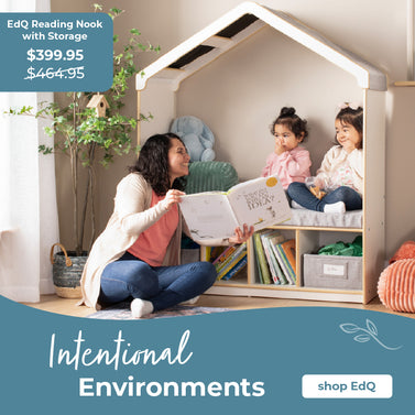 Woman reading to two children in the EdQ Reading and Seating Nook, Click to shop regular price $464.95 sale price $399.95