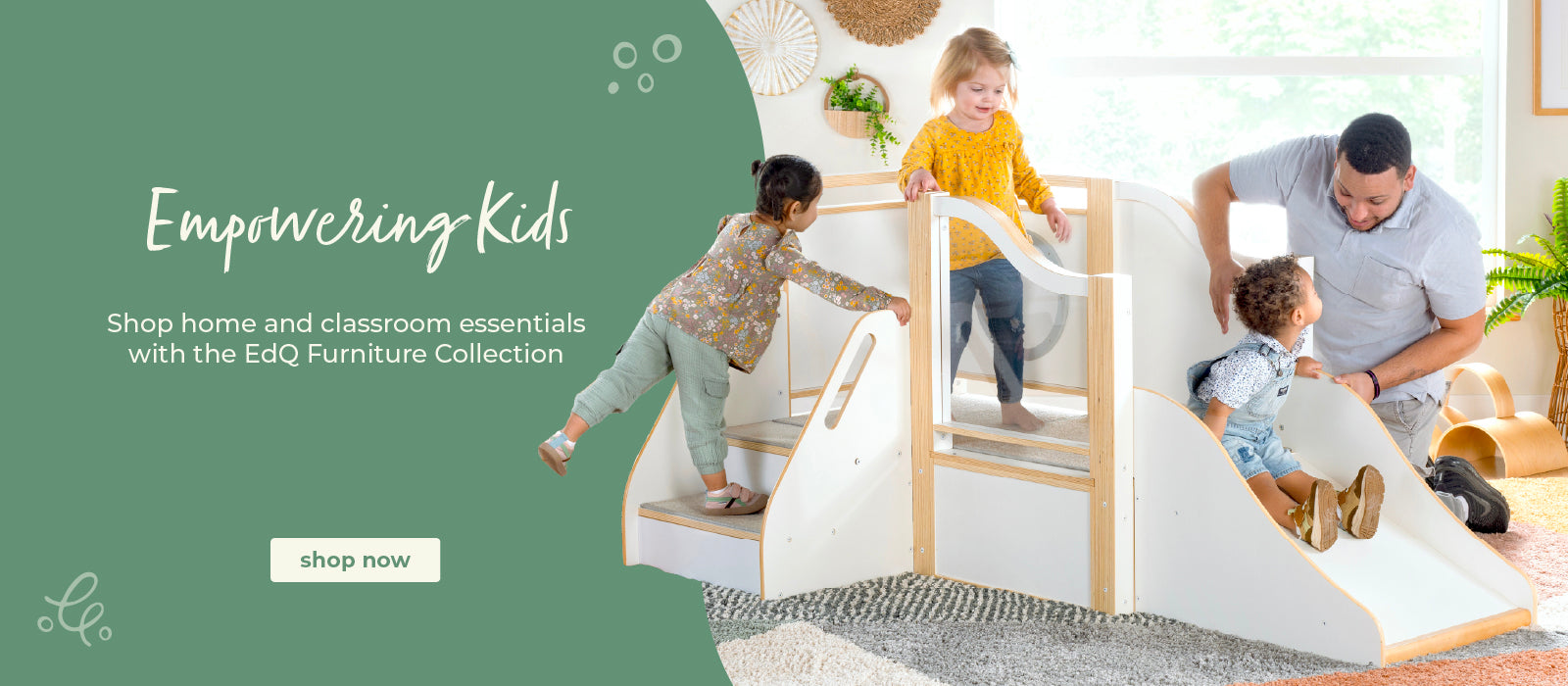 Kids playing on the up and down toddler loft, click to shop all Ed Classroom Furniture
