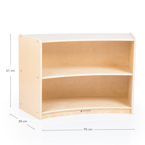 U42132 2-Shelf Right Curved Storage 61 cm  24   Birch Plywood Dimension Image cm