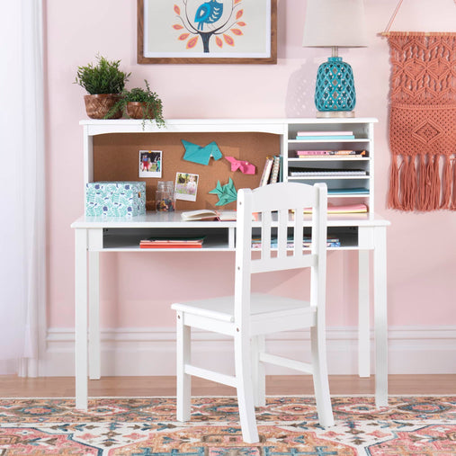 G27642 Guidecraft Childrens Media Desk and Chair Set White Env 1 Crop | White