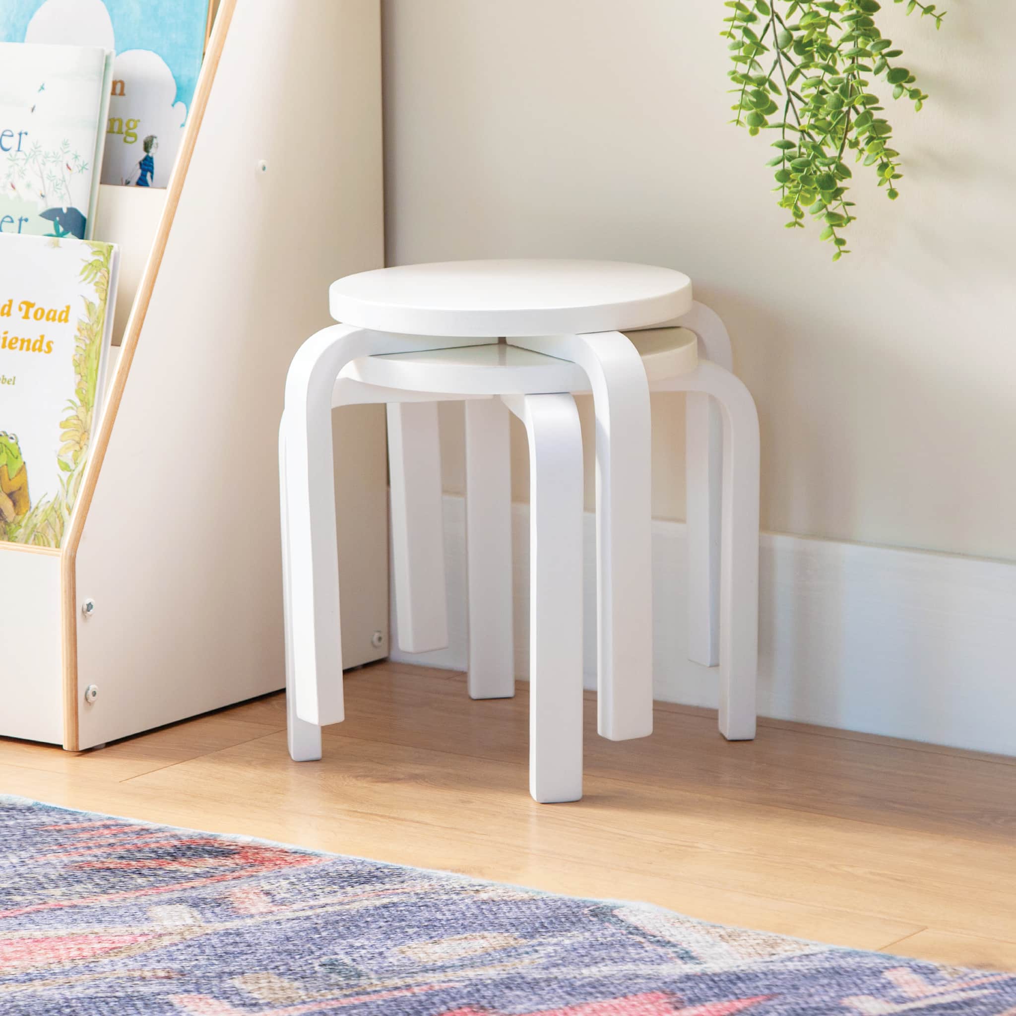 Guidecraft Nordic Stools Set of 2 | Stackable Kids' Seating