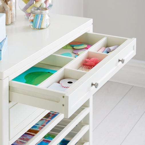 G77100 Martha Stewart Crafting Kids Art Storage with Drying Racks White Env Detail 1 | Linen White