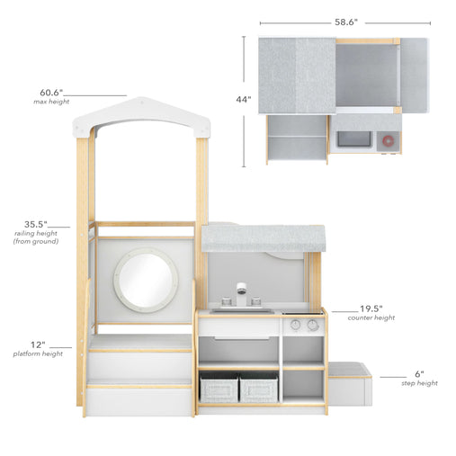 G97111 EdQ Toddler Kitchen Loft White dimensions B | White