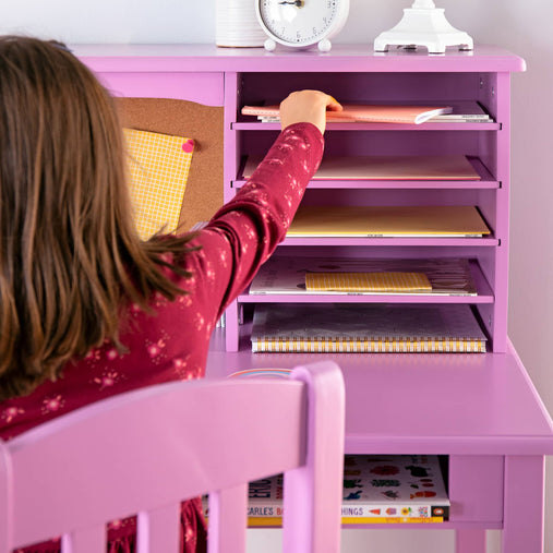 G27645 Media Desk and Chair Set Lavender Detail 1 | Lavender