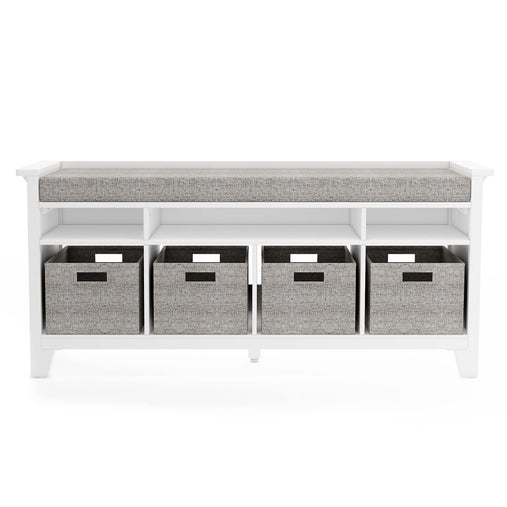 G76802 Martha Stewart Living and Learning Kids' Storage Bench White Front | Linen White
