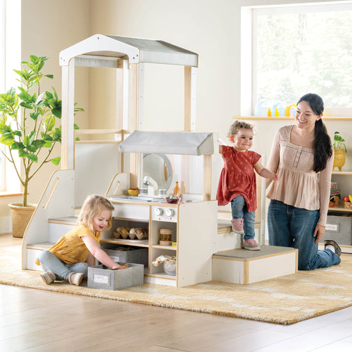 G97111 EdQ Toddler Kitchen Loft White Lifestyle 805981148127 | White