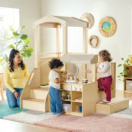 G97110 EdQ Toddler Kitchen Loft Natural Lifestyle 708070457181 | Natural