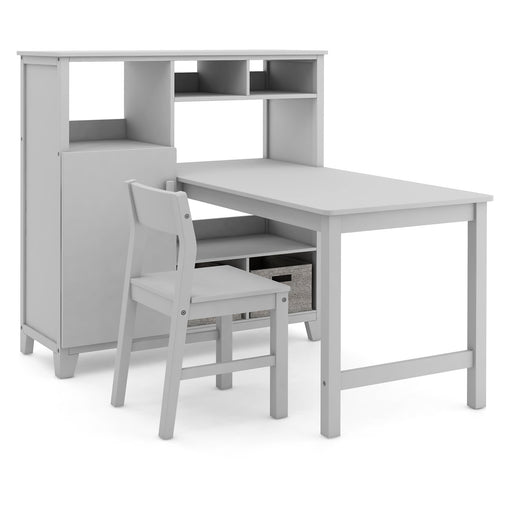 G76911 Martha Stewart Living and Learning Kids' Media System with Desk Extension Gray Quarter with Chair | Gray