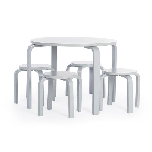 G81047 Nordic Table and Chairs Set Gray Product Front Full Set | Gray