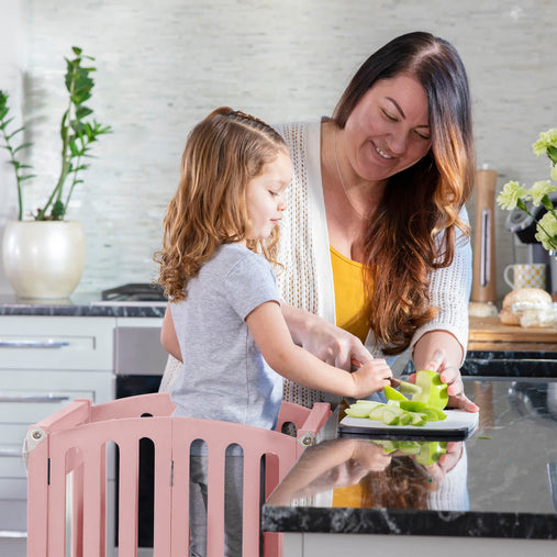 G97344 Contemporary Kitchen Helper Stool Pink Lifestyle 3 | Pink