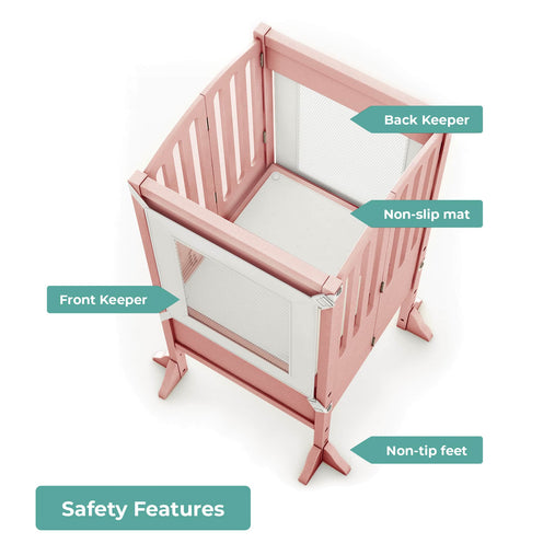 G97344 Contemporary Kitchen Helper Stool Pink Top | Pink