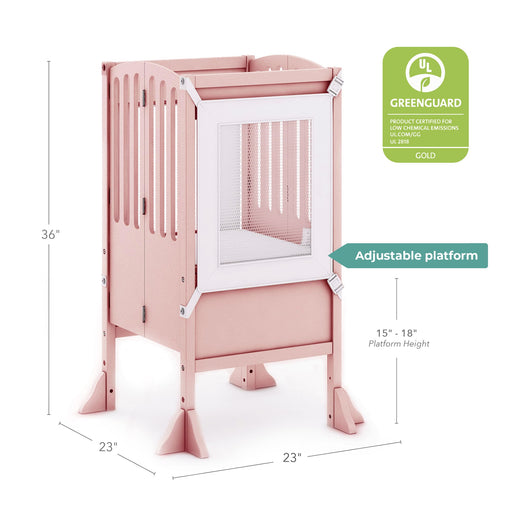 G97344 Contemporary Kitchen Helper Stool Pink Dimension  Greenguard | Pink