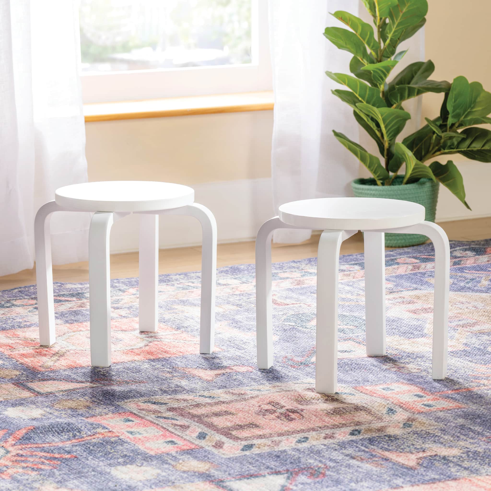 Guidecraft Nordic Stools Set of 2 | Stackable Kids' Seating