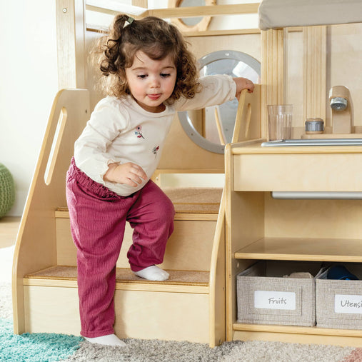 G97110 EdQ Toddler Kitchen Loft Natural Lifestyle 7251 | Natural