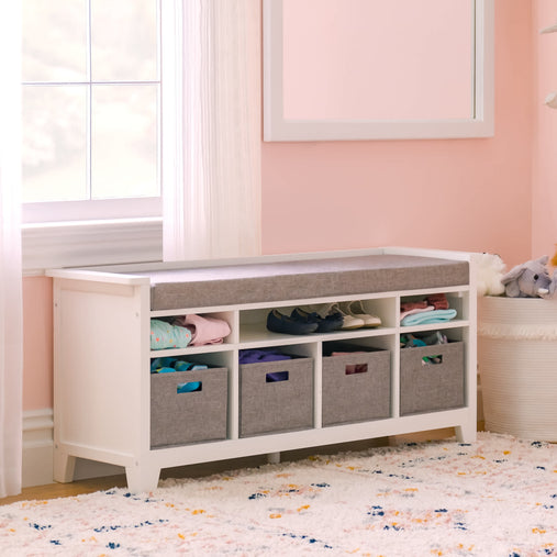 G76802 Martha Stewart Storage Bench Env | Linen White