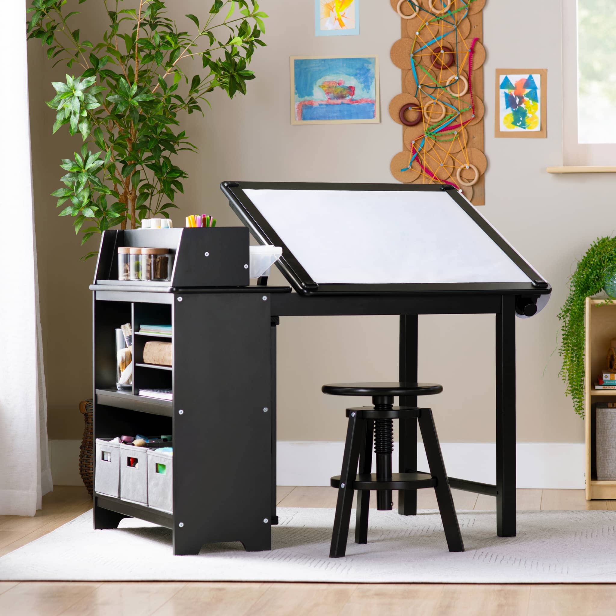 Design Studio in Art Table, Drafting Table, Easel, and Stool