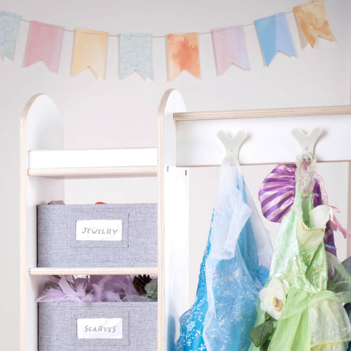 G80220 Dress Up Storage with BinsWhite Env Detail 1 | White