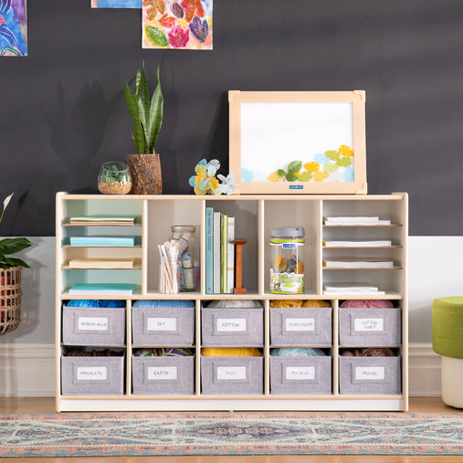 G80219 Shelves and 10 Bin Storage Unit White Env 1 | White