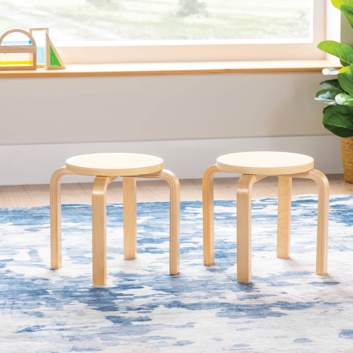 Guidecraft Nordic Stools Set of 2 | Stackable Kids' Seating