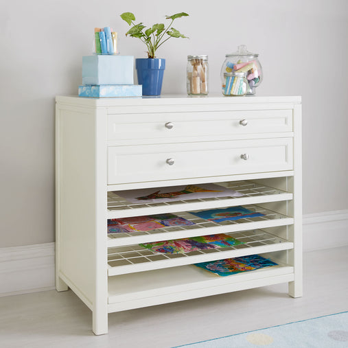 G77100 Martha Stewart Crafting Kids Art Storage with Drying Racks White Env 1 | Linen White