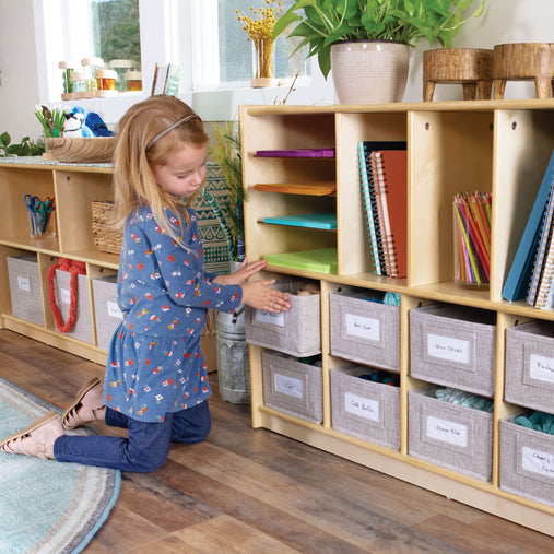 G80319 EdQ 30in 10 Bin Storage Natural Lifestyle 2677 | Natural