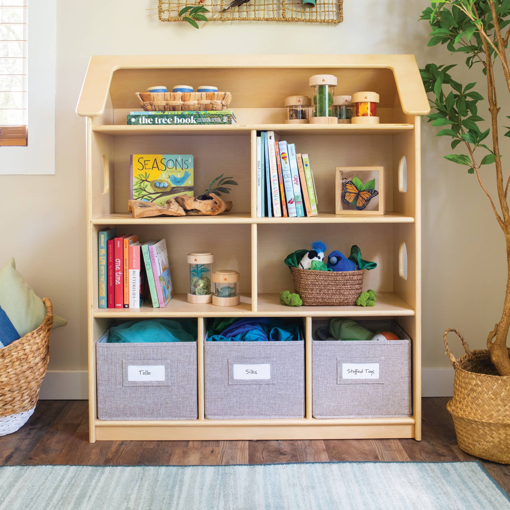 EdQ Dollhouse Bookcase with Bins – Guidecraft