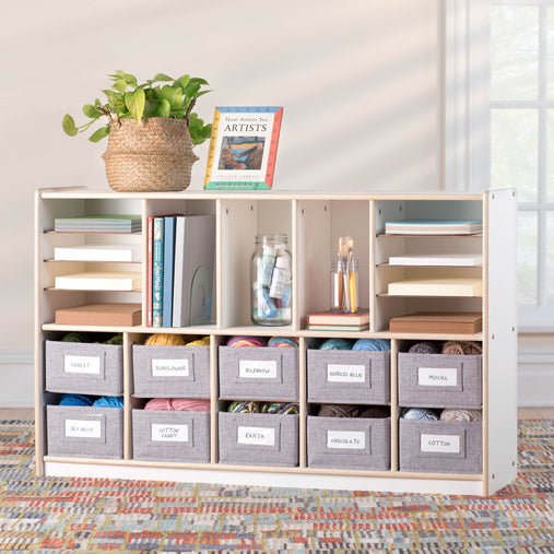 G80219 Shelves and 10 Bin Storage Unit White Main Image | White