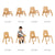 U64106 Chunky Leg Chair 17in Natural Chart | 44 cm